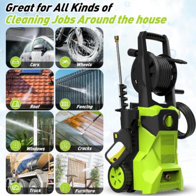 KEPEAK Power Pressure Cleaner for Effortless Cleaning with 4 Quick Connect Nozzles, 5000PSI, Foam Cannon, 52ft Hose Reel, for Cars Fences Driveways Patios - Image 7