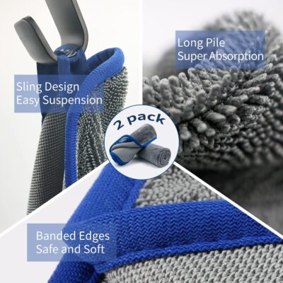 SHSCLY Professional Car Drying Towel – 2-Pack XL Microfiber Towels for Cars, Trucks & SUVs, No Drag, Paint-Safe, Controlled Streak-Free Drying, Lightweight Feel When Wet, Soft & Absorbent, 29" × 33" - Image 8
