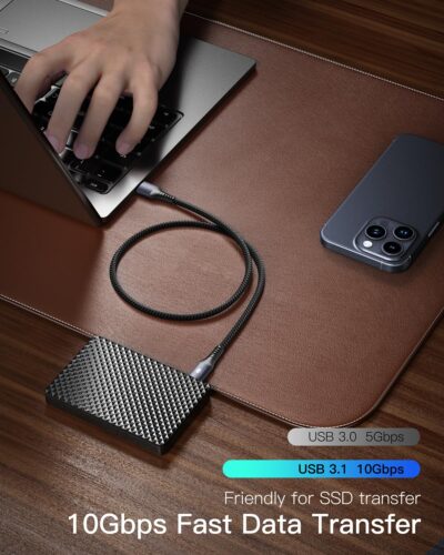 CONMDEX Android Auto USB Cable [Upgrade, 3ft, 2-Pack] 10Gbps USB 3.1 Gen 2 Data Transfer, 3A Fast Charging USB A to Type C Cord, Reliable CarPlay Cable for iPhone 17/16 Pro Max, Galaxy S25/S24 Ultra - Image 2