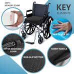 YOUFI Thick Memory Foam & Gel Seat Cushion, 18"X16"X4" Large Chair Cushion for Wheelchair Mobility Scooters, with Non-Slip Bottom and Carry Handle (Black) - Image 3