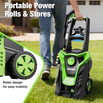 Pressure Washer, Power Washer with GFCI Safety Plug & No-Bend 360° Nozzle, 1.33 GPM Pressure Washer Complete with Foam Cannon & 4 Nozzles for Car & Home - Image 6