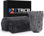 TTRCB 2 Pack 1300 GSM Car Drying Towels (36" x 24"), Microfiber Towels for Cars, Ultra-Absorbent, Streak Free, Car Wash Mitt, Car Detailing Supplies, Car Wash Kit, Car Cleaning Supplies Kit for SUV,RV