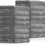 Tallew 15 Pcs 15 Pcs Car Microfiber Towels Buffing Drying Wash Cleaning Cloths Plush Large Towels Thick Care Polishing Detailing Waxing Scratch Proof Towel, 15.75 x 15.75 Inch (Dark Gray)