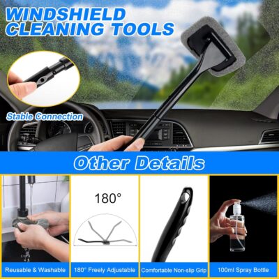 AUTODECO 20Pcs Car Cleaning Wash Kit Interior Detailing Cleaner Kit with High Power Handheld Vacuum, Brush Set, Windshield Tool, Duster, Towels, Complete Car Care Tools, Blue - Image 4