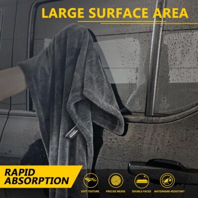2 Pack Car Drying Towels (48”x24”),Extra Large Double-Twist Pile Drying Towels Car Detailing for Car Care Wash,Car Super Cleaning Supplies Accessories kit,Ultra Absorbency - Image 5