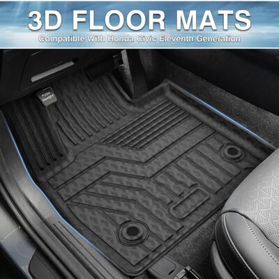 Mixsuper Floor Mats for 2022-2026 Honda Civic Sedan/Hatchback/Sport and 2023-2025 Acura Integra, All Weather 3D TPE Floor Liners 1st & 2nd Row Heavy-Duty Car Mats, Black (for 2nd Row w/o USB Port) - Image 2