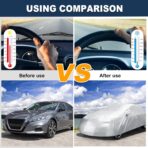 ACROPIX 180T Gray Car Cover Waterproof All Weather Full Exterior Cover Rain Hail Sun Protector Car Cover Fit for Sedan Length 185-189 Inch - Pack of 1 - Image 4