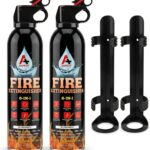 Portable Fire Extinguisher, 2-Pack, Non-Toxic, Quick Pull & Aim Feature for Home, Kitchen, Car, Grill, & Campfires, Two Mounting Brackets, Fight Wood, Gasoline, Battery, & Electrical Fires