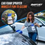 SwiftJet Car Wash Foam Gun + Microfiber Wash Mitt - Foam Cannon Works with Any Soap - Garden Hose Car Foam Sprayer - Car Wash Kit - Car Accessories Foam Blaster (Blue Foam Gun with Mitt) - Image 4