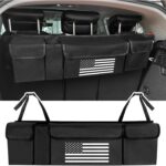 Turcee Car Trunk Organizer,Large Capacity Car Storage Organizer with US Flag Design,Hanging Foldable Car Organizers and Storage Car Interior Accessories (Black)