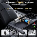 KMM Handheld Car Vacuum Cleaner, 9000PA Vacuum Cleaner & Air Duster, 120W High Power Vacuum Portable Cordless, Hand Held Vacuum Rechargeable with Multi-Nozzles & LED Light for Home, Car, Office - Image 4