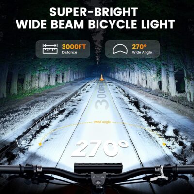 Vastfire 17 LED Bike Lights 5000 Lumens, Super Bright Bicycle Light for Night Riding, USB Rechargeable Bike Headlight and Taillight, Waterproof Wide Beam Bike Front Light with Digital Power Display - Image 2