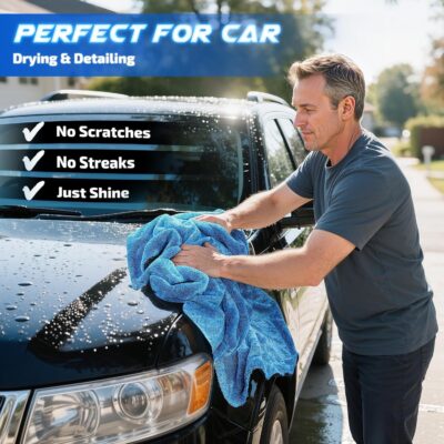 2-Pack 1200 GSM Car Drying Towels – Microfiber Towels for Cars (36" x 24"), Ultra-Absorbent, Streak-Free, Scratch-Free, No Water Spots, Double-Twist Pile & Edgeless Design(Blue) - Image 6