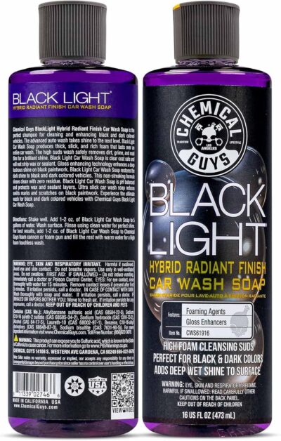 Chemical Guys Black Light Hybrid Radiant Finish Car Wash Soap and Superior Surface Cleanser 2 Pack (2 X 16 Fl. Oz.) - Gloss Enhancing pH Balanced Formula for Maximum Shine - Image 9