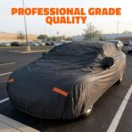 Mockins 190"x75"x47" Midsize Sedan Car Cover Waterproof All Weather Dual-Layer | 250G PVC + Cotton Indoor & Outdoor Car Covers for Automobiles | Heavy Duty Full Exterior Covers w/Buckle Strap & Bag - Image 9