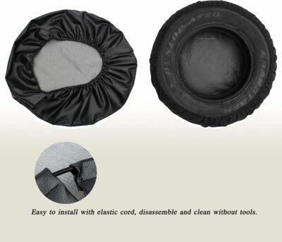 Moonet PVC Leather Spare Tire Wheel Cover for Car Truck SUV Camper Trailer Universal Fit RV JP FJ, R15 Black (for Overall Wheel Diameter 27-29 inch) - Image 4