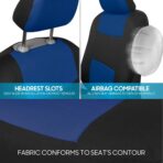 BDK PolyPro Car Seat Covers Full Set in Blue on Black, Front and Rear Split Bench Seat Covers for Cars, Easy to Install Car Seats Cover Set and Accessories for Auto Trucks Van SUV - Blue - Image 8