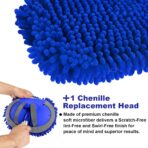 anngrowy 62" Microfiber Car Wash Brush with Long Handle Car Washing Mop Kit Mitt Sponge Car Cleaning Supplies Kit Duster RV Washing Car Brush Accessories, 1 Chenille Scratch-Free Replacement Head - Image 4