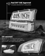 Z-OFFROAD LED Headlights Assembly DOT Approved with DRL Turn Signal Hi/Low Sealed Beam Compatible with 03-06 Chevy Silverado Avalanche (Sequential Turn Signal + Clear Side Marker) - Chrome - Image 7