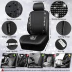 CAR PASS Leather Bling Diamond Car Seat Covers Full Set, Shining Rhinestone Waterproof Durable Rear with Zipper, Universal Fit Automotive Glitter Crystal Sparkle Strip for Cute Women Girly Black - Image 3