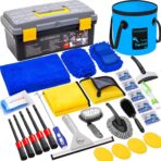 AUTODECO 30Pcs Car Wash Cleaning Kit - Car Care Wash Tools Set Car Detailing Set with Collapsible Bucket Snow Shovel