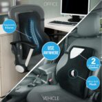 Samsonite Memory Foam Lumbar Support Pillow, Ergonomic Back Cushion for Office Chair, Gaming Chair, Automotive Full Back Support, Home Essentials for Sitting Comfort and Posture Relief, Black - Image 6