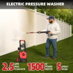 Electric Pressure Washer, 2.5 Max GPM Electric Power Washer with Foam Cannon, Powerwasher with 4 Nozzles, High Pressure Washer for Cars, Driveways, Patios, Decks - Image 3