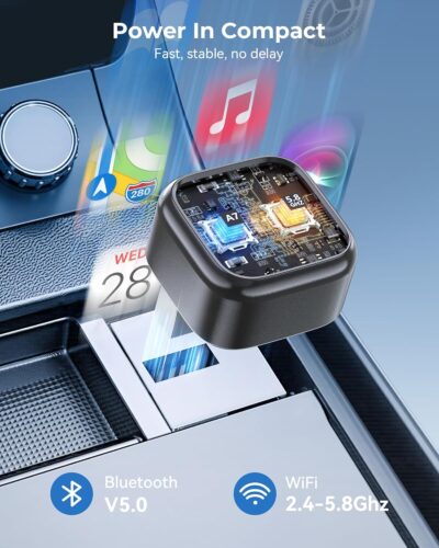 Wireless CarPlay Adapter, Convert Wired to Wireless, 2-in-1 CarPlay & Android Auto, Mini Plug & Play, Fast Auto-Connect & No Latency, USB/USB-C for Cars with Built-in CarPlay & iOS 10+/Android 11+ - Image 7