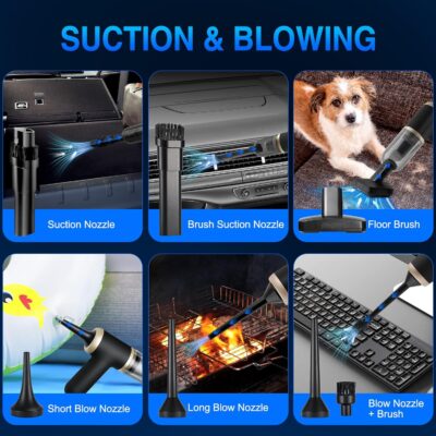 2-in-1 Handheld Vacuum & Blower with 20000PA Suction – 0.76 lb Weighs Mini Vacuum Cleaner Cordless for Quick Car, Home, Hand Vac with HEPA Filter & 5 Attachments - Image 5