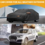 All-Weather Waterproof Car Cover - UV-Resistant Outdoor Full Exterior Protection for Audi A3 Sedan 2013-2025 210D-PU Black with Right Side Zipper - Image 2