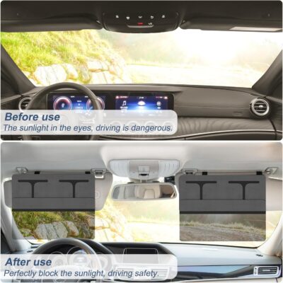 NAZZO Polarized Sun Visor Extender for Car, Car Visor Extender Attachment Sun Blocker, Anti-Glare Removable PC Lens to Expand Sunshade for Safe Driving, Grey - Image 3