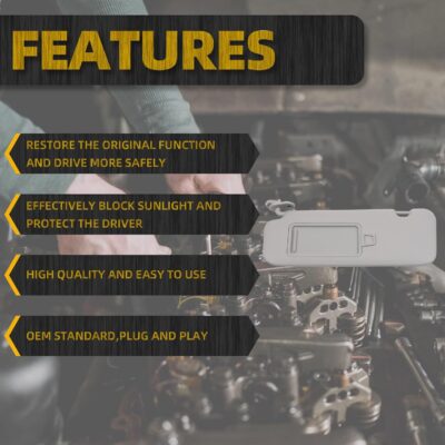 Dasbecan Left Driver Side Sun Visor Compatible with Hyundai Elantra AD(Sixth Gen) 2017 2018 2019 2020 Replace 85210-F0100TTX Gray Without Light - Image 3