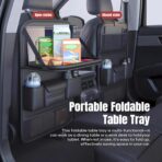 Car Backseat Organizer with Foldable Table Tray,Car Seat Back Protector with Touch Screen Phone Holder,Premium PU Leather Material,Compatible with Suitable for Most Car Travel Accessories - Image 2