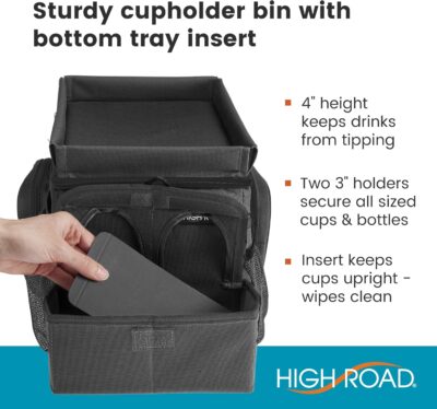 High Road CarHop Backseat Organizer for Kids and Passenger Seat Organizer for Adults - Car Seat Cooler with Cup Holders and Convertible Tray Lid - Image 8