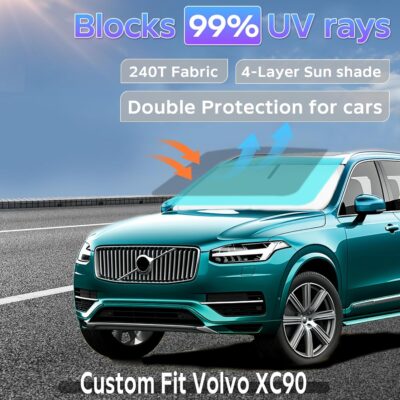 Sun Shade Sunshade for Volvo XC90 2016-2024 2025 2026 Windshield Cover, 4-Layers Sun Shield 250T Silver Sun Visor Foldable Front Window Shade Blocks UV Rays Car Accessories - Image 4