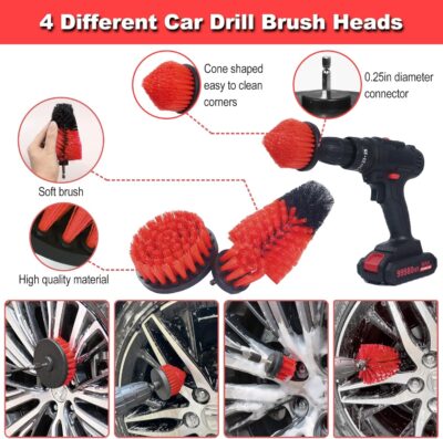 Car Detailing Kit, 18Pcs Car Detailing Brush Set, Car Cleaning Kit, Drill Brush Set, Car Detailing Brushes, Tire Brush - Car Wash Kit, Car Cleaning Tools brushes for Interior, Exterior, Wheels - Image 2