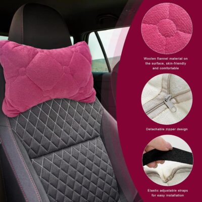 2PCS Car Headrest Pillow, Soft Comfortable Vehicle Neck Pillow Head Rest Pad, Breathable Auto Seat Headrest Neck Support Relieving Driving Fatigue, Universal Car Accessories (Pink) - Image 3