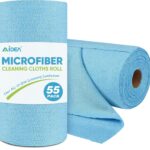 AIDEA Microfiber Cleaning Cloth Roll, Blue Shop Towels 55 Sheets Washable, Microfiber Towels for Cars, Blue Rags Reusable Paper Towel for Automotive, Workshop, House, Kitchen, Cleaning Supplies11×9"