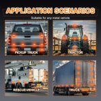 2PCS Amber LED Emergency Strobe Lights, Magnetic Strobe Flashing Beacon Lights Rechargeable Wireless Battery Powered 12-LED Caution Safety Warning Lights for Trucks Trailers Car Van ATV Tow - Image 6