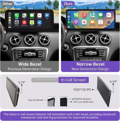 NINETOM 2026 Upgraded 12.3" Ultra-Narrow Touchscreen Wireless CarPlay Android Auto Receiver Compatible with Mercedes-Benz GLA/CLA/A/G -Class C117/X117/X156 (2013–2015), for NTG 4.5/4.7 System - Image 4