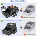 Car Organizer for Front Seat Organizer and Storage, Collapsible Car Caddy, Passenger Seat Organizer with Partitions & Cup Holders, Car Organization for kids and Adults (Grey) - Image 4