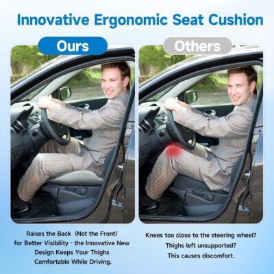 X-Large Car Seat Cushions for Driving ,Comfort Memory Foam Car Cushions for Driving for Back, Hip & Tailbone Pain Relief – Non-Slip Booster Pad for Short Drivers, Auto, Office Chair, Wheelchair - Image 5