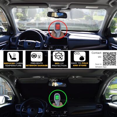 Car Sun Shade with Storage Pouch by A1 Sunshades Shield Protector Blocker Retractable Cover Sunscreen Auto Interior Accessories Visor Small - Image 9