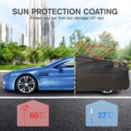 Car Cover Waterproof All Weather, 6 Layers Full Exterior Covers with Zipper Cotton, Mirror Pocket. Outdoor Car Cover UV Snow Rain Wind Dust All Weather Outdoor Protection for Sedan (173-183 inch) - Image 6