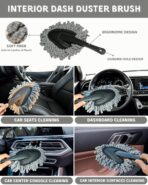 18Pcs Professional Car Interior Detailing Kit All-in-One Cleaning Tools for Windows, Dashboard, Vents, Windshield Cleaner Brush, Magic Sponge, Chamois Cloth, Detailing Brushes & Accessories - Image 2