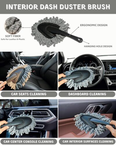 18Pcs Professional Car Interior Detailing Kit All-in-One Cleaning Tools for Windows, Dashboard, Vents, Windshield Cleaner Brush, Magic Sponge, Chamois Cloth, Detailing Brushes & Accessories - Image 2