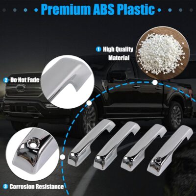AUCERAMIC Chrome Door Handle Covers for 2021-2025 Ford F150, 2023 2025 F-250/F-350/F-450/F-550 Super Duty, 2021-2025 Ford Bronco, Exterior Door Handle Covers Caps - Image 3