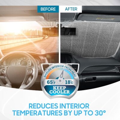 BDK Golden Sunset Beach Front Windshield Sun Shade Accordion Folding Cute Car Window Shades for Truck & Car Sunshade Shield for Sun UV Rays - Visor Protector Keeps Your Vehicle Cool - 58 x 27 inches - Image 4