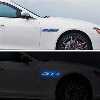 TOMALL 6Pcs 3D Strong Reflective Stripe Sticker for Car Fender Hood Bumper High-Intensity Night Visibility Reflective Decal Safety Warning Diamond Grade Carbon Fiber Universal for Car SUV (Blue) - Image 3