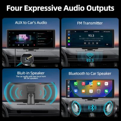 Wireless Carplay Screen for Car, 10.26" HD Car Stereo Touch Screen with Android Auto& Carpaly, 1080p Backup Camera, Car Audio Receiver with Voice Control, Mirror Link, Bluetooth, Navigation - Image 4